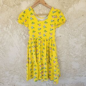 Janie and Jack Girls Puff Sleeve Yellow Floral Dress Size 12 NWT